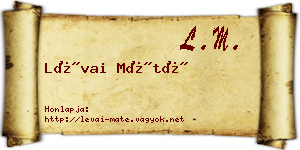 Lévai Máté névjegykártya
