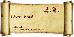 Lévai Máté névjegykártya